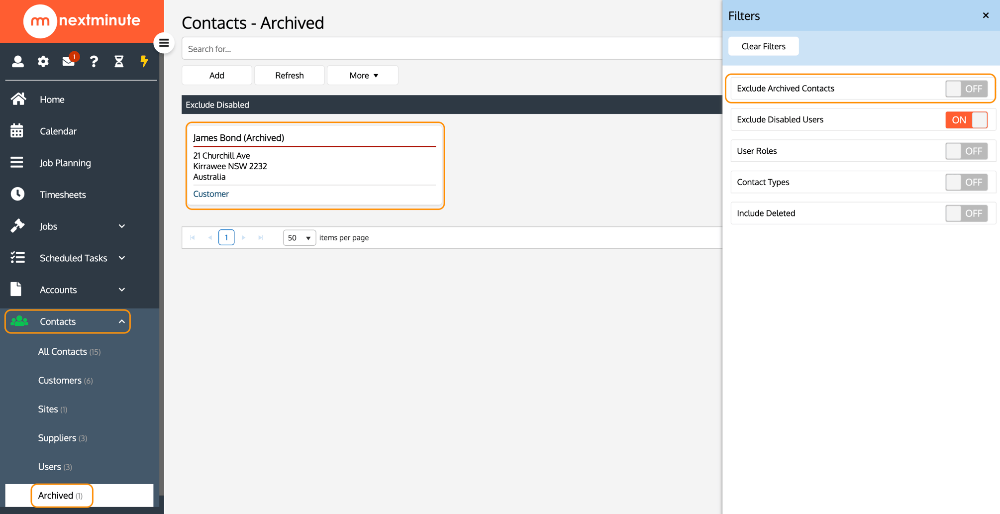 Archiving & Restoring Contact