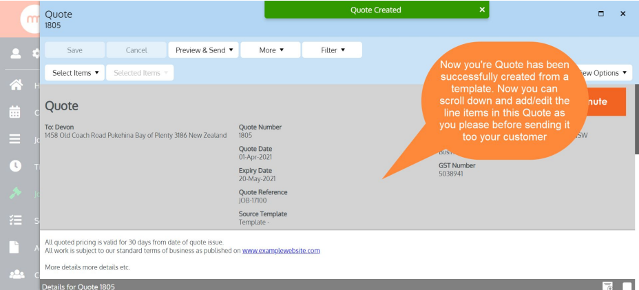 Create a Quote from Pre-Built Templates