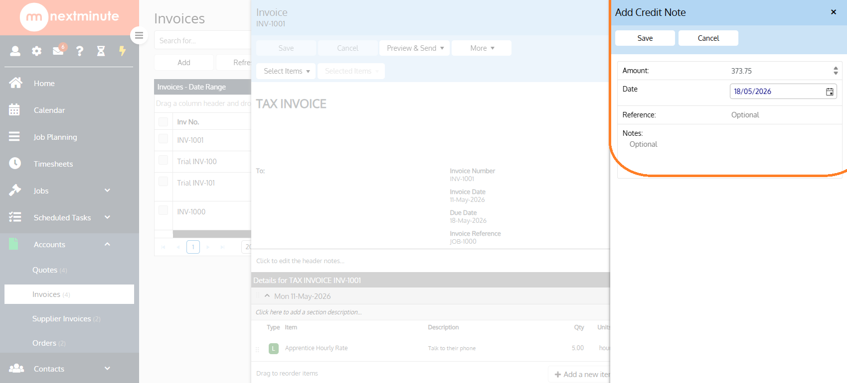 Add Payment & Credit Note to Invoice